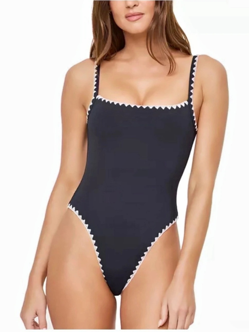 L*SPACE Nadia One Piece Swimsuit Black & White Medium